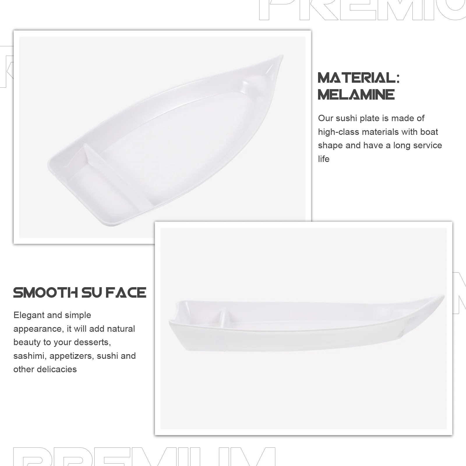 

Boat Shaped Sushi Plate Japanese Style Serving Tray Multipurpose Cold Food Sashimi Dish Dessert Tray for Home Restaurant