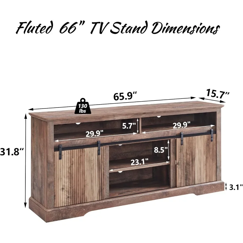 Fluted TV Stand for 75 Inch TVs, 32