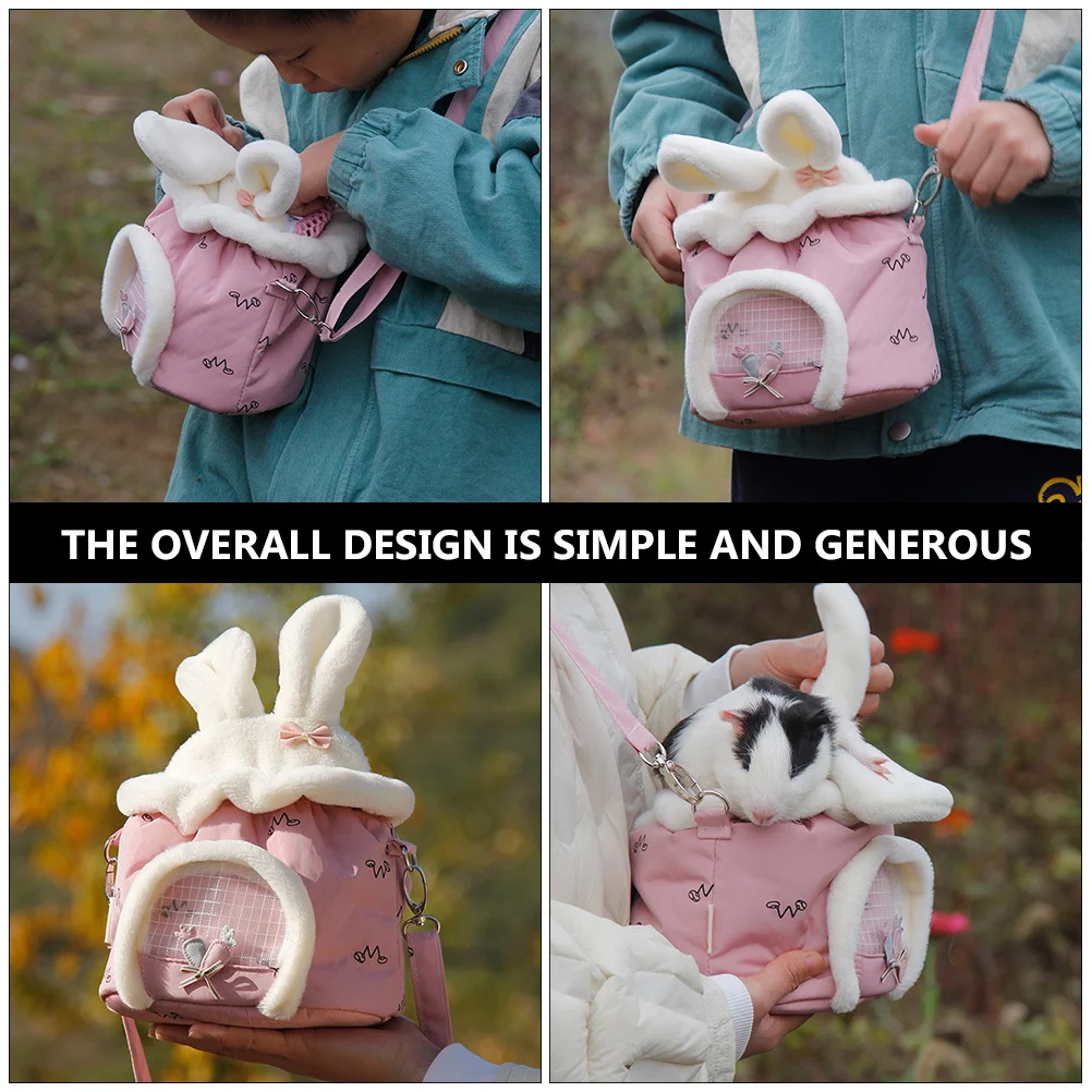 

1Pcs Rabbit Ear Pet Carrier Bag Comfortable Warm Small Animal Travel Sack Portable Hamster Squirrel Outdoor Carrier Bag
