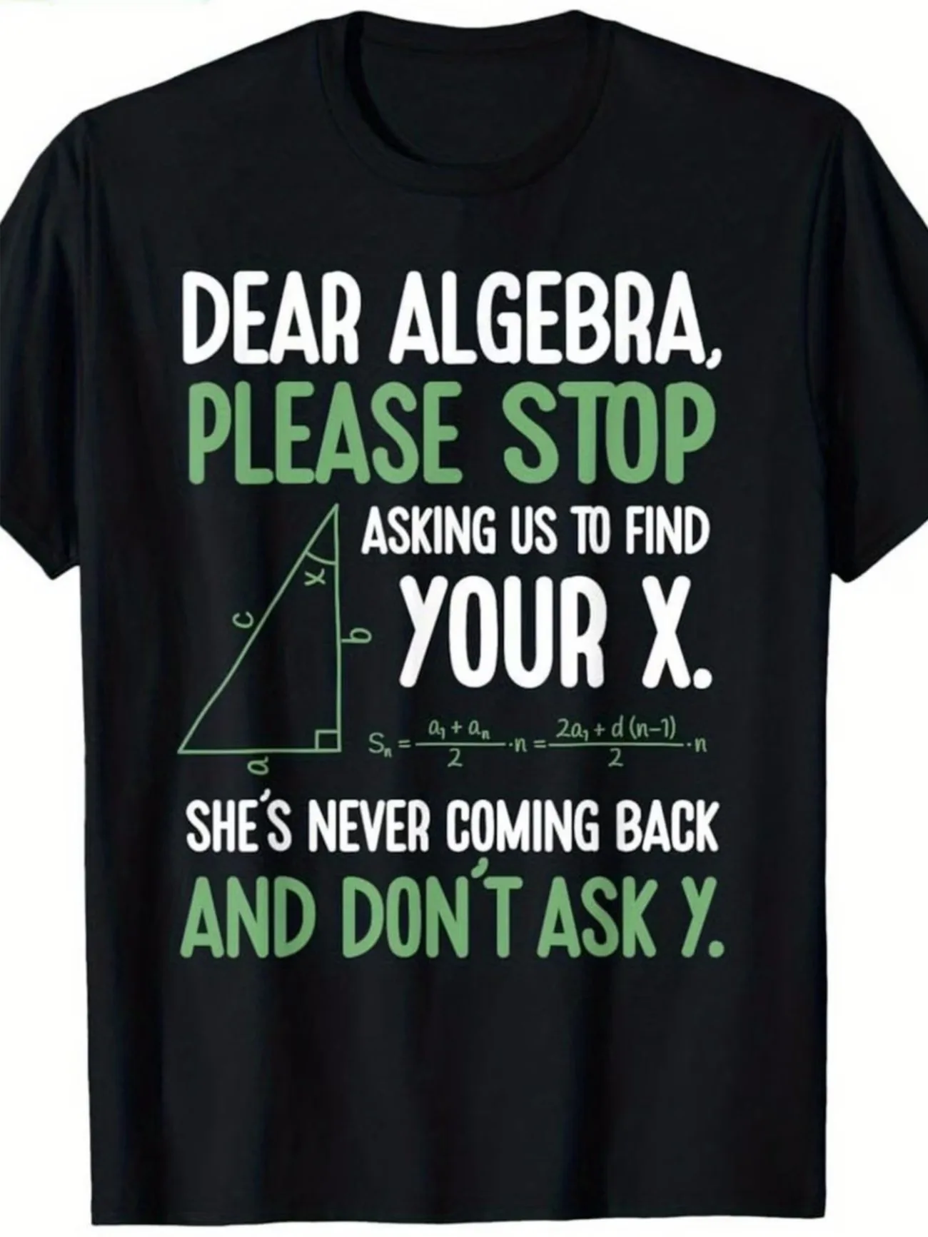 Men'S Black Background Geometric Triangle Math Formula Contrast Fun Snarky Text Print Short Sleeve Student Genius Loose T-Shirt