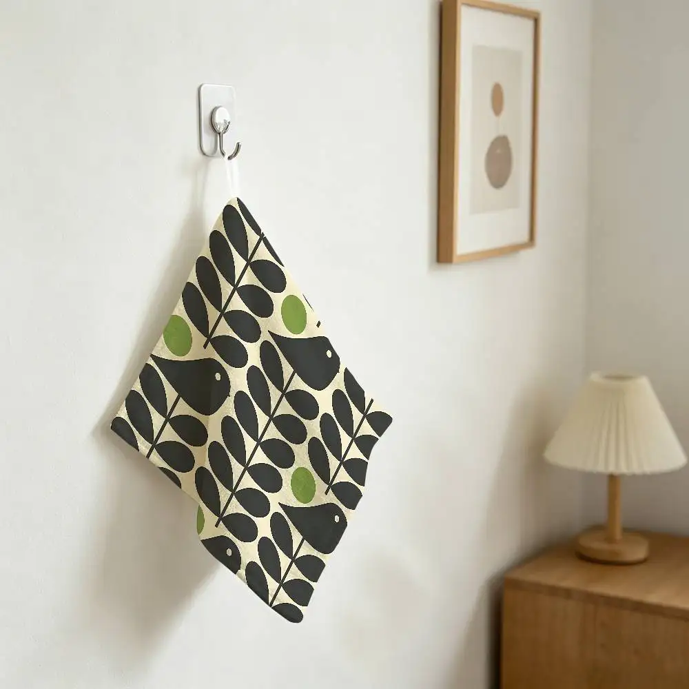 Orla Kiely Leaf Flower Household Hanging Towel, Polyester Cotton Hand Wiping Towel, Sturdy For Bathroom Bedroom