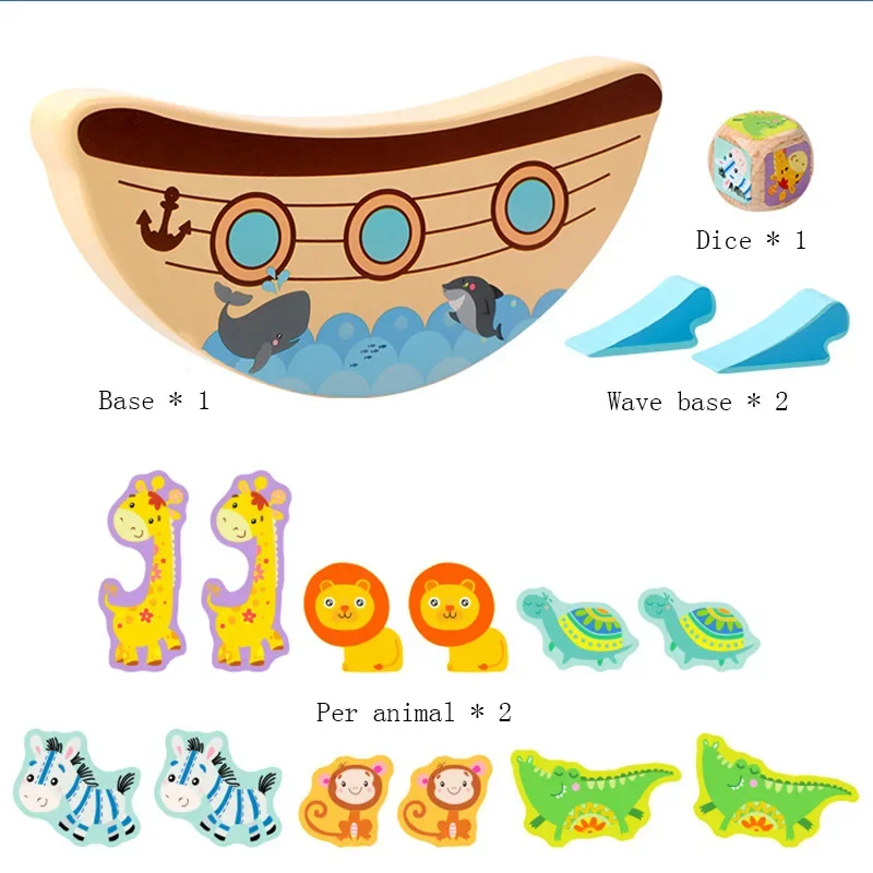 جديد الأطفال التعليم المبكر التوازن اللبنات تجميع المكدس لعبة حيوانات البحر التوازن كتل ألعاب خشبية تعليمية