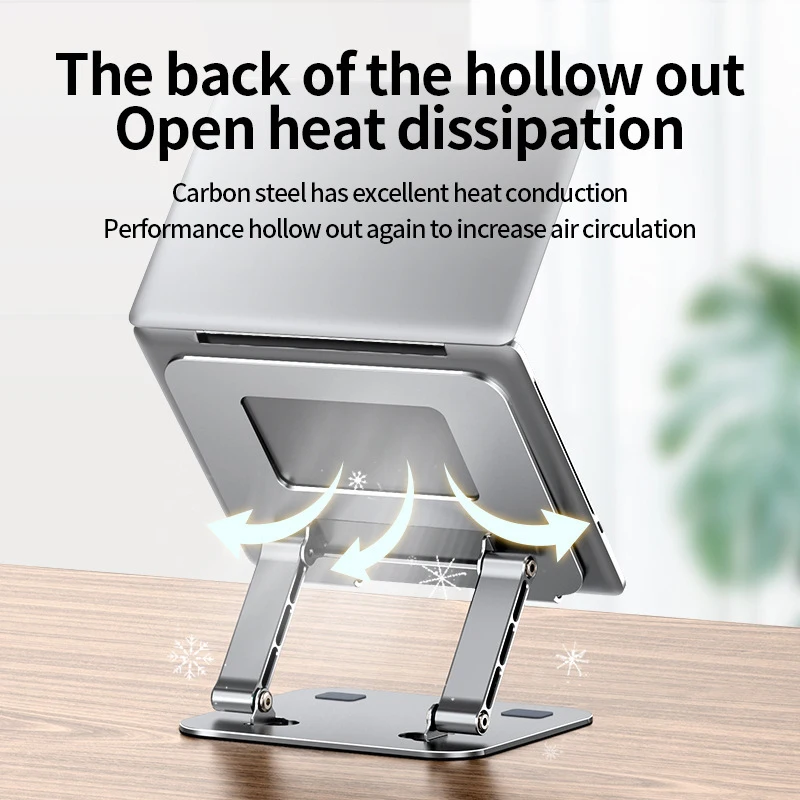 Imagem -06 - Alumínio Laptop Stand Desktop Lift Base Pode Ser Dobrado e Aumentado Singlelayer Suporte de Leitura Ajustável Office Stand Dissipação de Calor