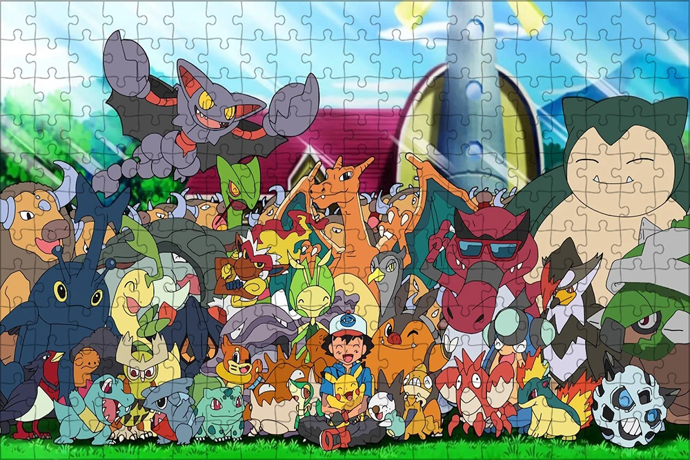 Pokemon Character Jigsaw Puzzle 300/500/1000 Pieces Pikachu Fire Dragon Pocket Monster Puzzles Children's Cartoon Handmade Toys