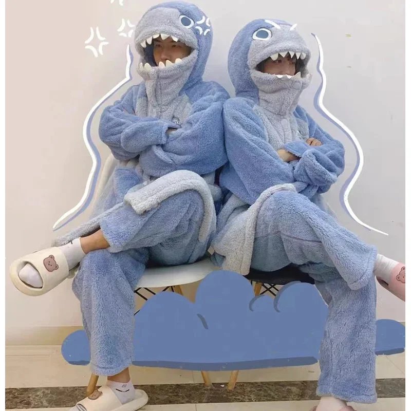 Winter Unisex Adult cosplay Animal Pajamas Set Family Halloween Christmas Sleepwear Costume for Women Men Nightwwear 2pc