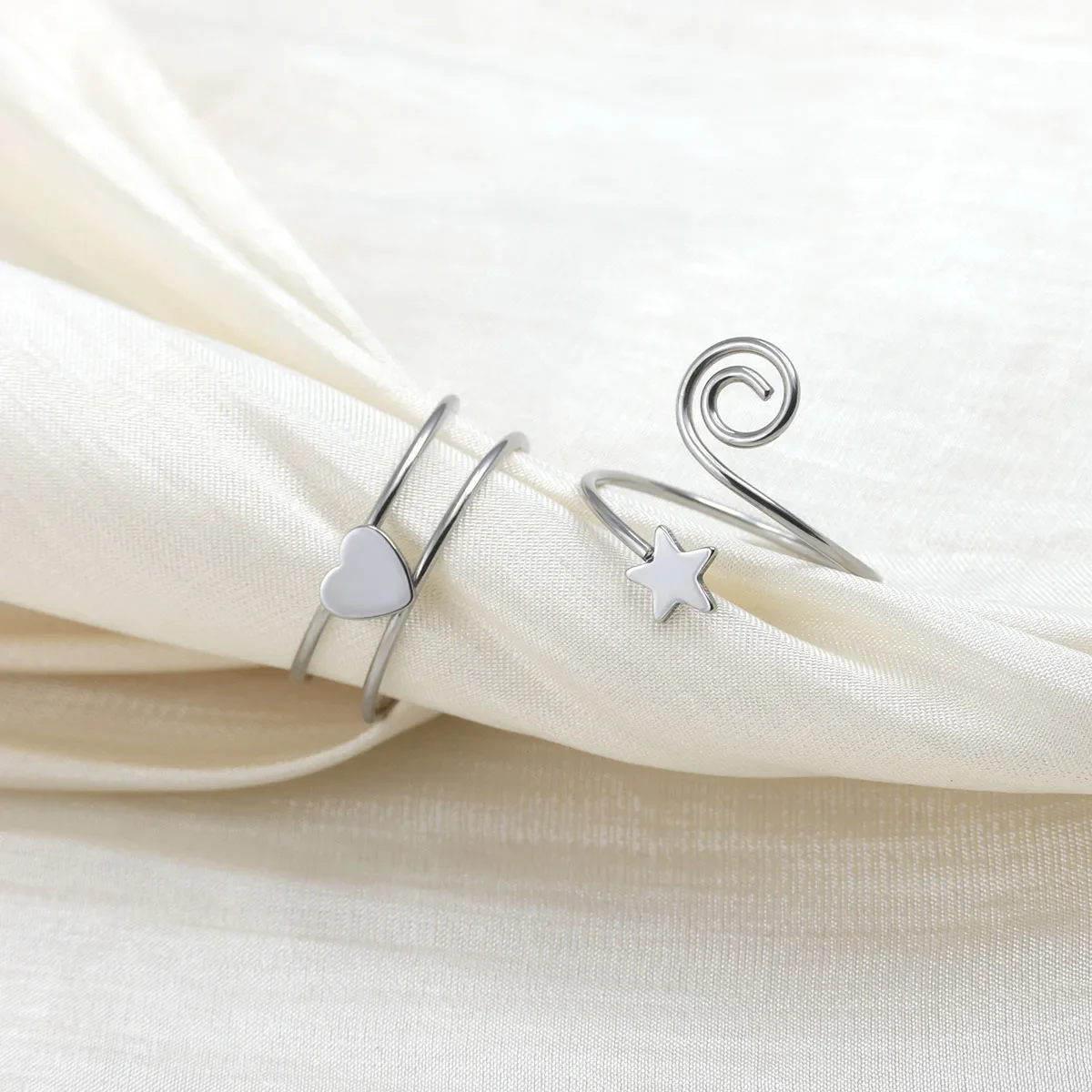 1pc/3pcs V-Shaped Star Heart Stainless Steel Toe Ring Waterproof Hypoallergenic Opening Adjustable Foot Ring Summer Beach Women