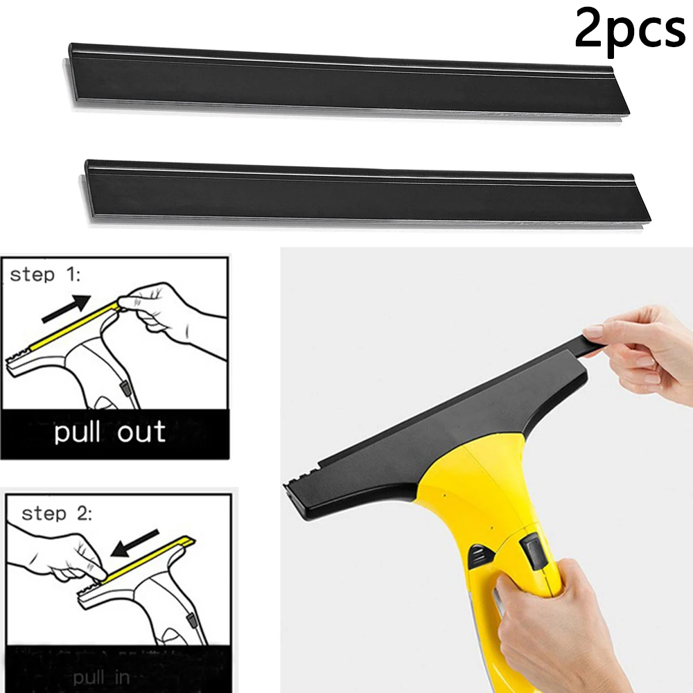 2 Stück 250 mm Schaber mit Zuglippen, Fensterreiniger-Klingen, flexible Gummi-Reinigungswerkzeuge, Ersatz für Karcher 2.633-128.0 WV1