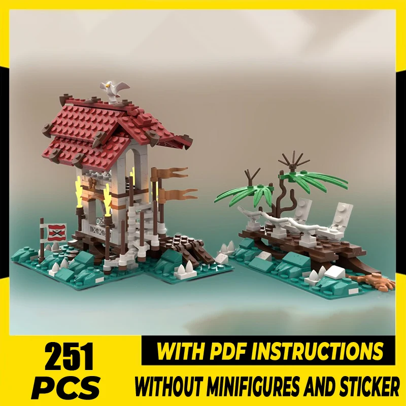 

Модель пиратов Moc, строительные кирпичи, модель пляжного бара, технология, модульные городские уличные блоки, подарки, рождественские игрушки, набор для сборки «сделай сам»