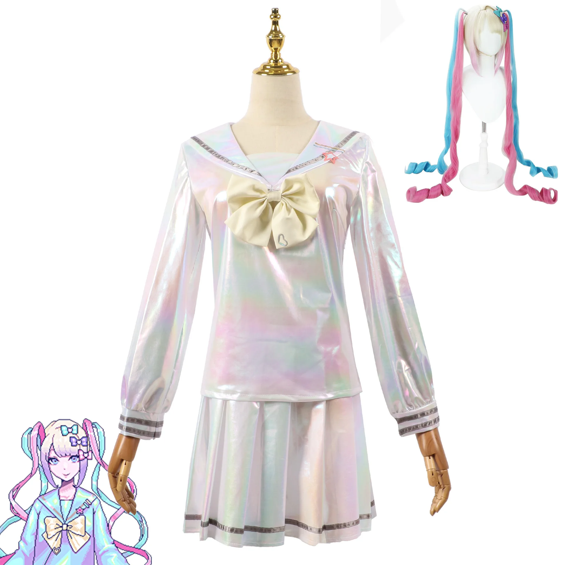 KAnge cosplay clothing  Game NEEDY GIRL OVERDOSE Sweet Girl Full set of JK clothing color wigs Laser fabric Halloween Gift