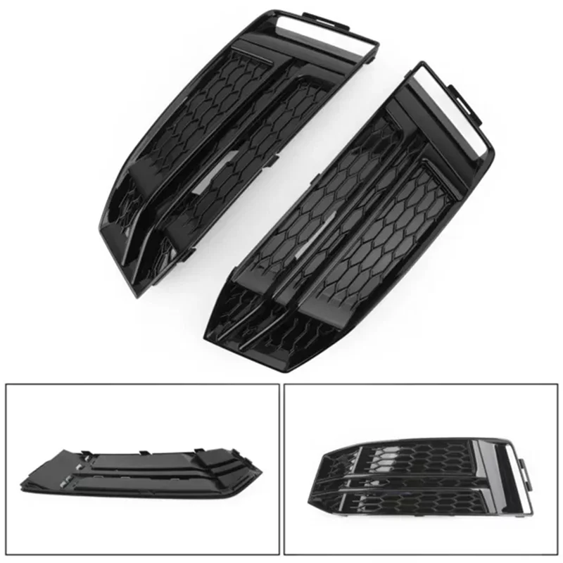 

1 Pair Front Fog Light Cover Bumper Grille For A4 B9 S-LINE 16-18 Car Grill 8W0807681F 8W0807682F Parts Accessories