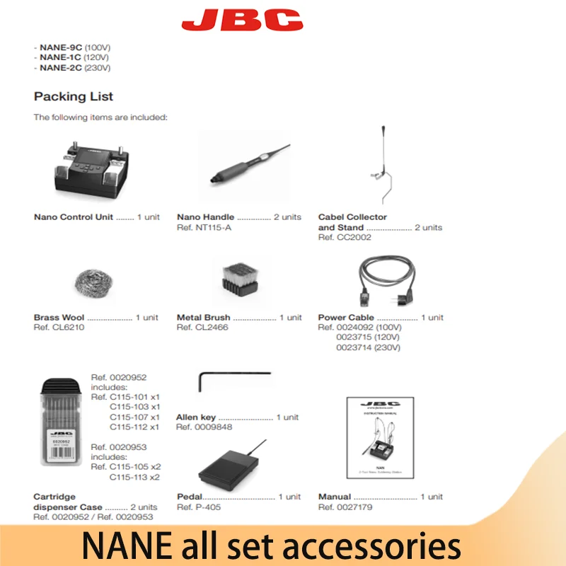 JBC NASE-2C 2-Tool Nano Rework Station including C115 Soldering Iron Tip  NT115-A Handle Repair Tool all set