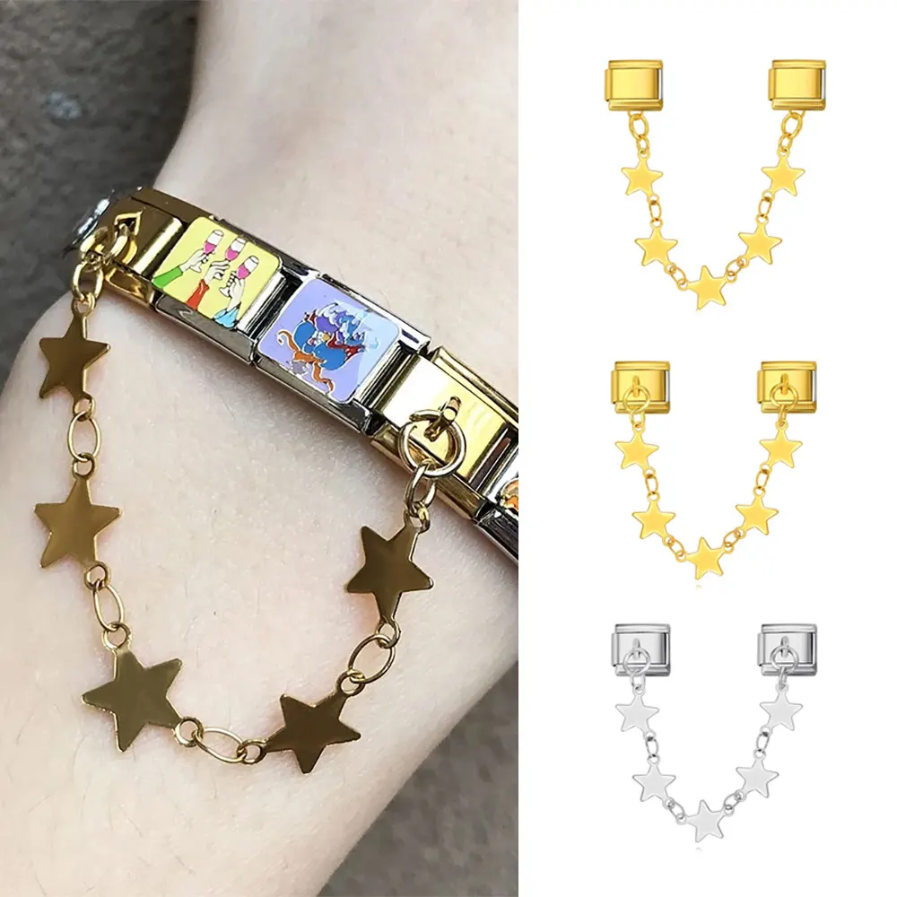 Модная-подвесная-цепочка-со-звездой-итальянская-подвеска-подходит-для-итальянского-браслета-9-мм-нержавеющая-сталь-персонализированные-бусины-«сделай-сам»-модные-ювелирные-изделия-подарок