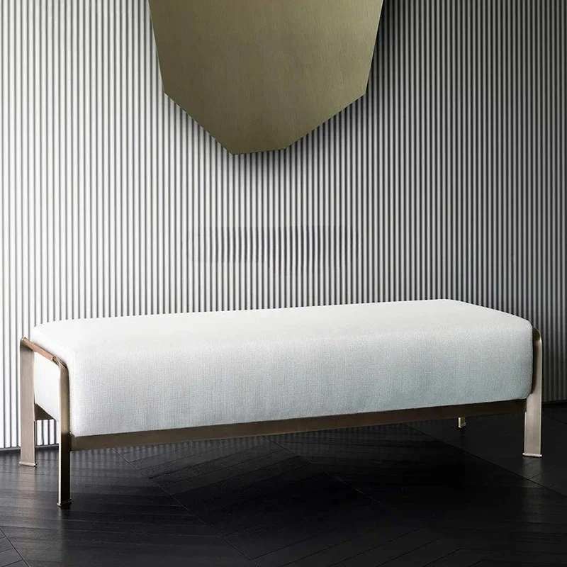 고성능 가성비 A15 침대 끝 스툴 침실 개성 긴 금속 가정용 신발 갈아 신는 스툴 고급 린넨 소파 스툴