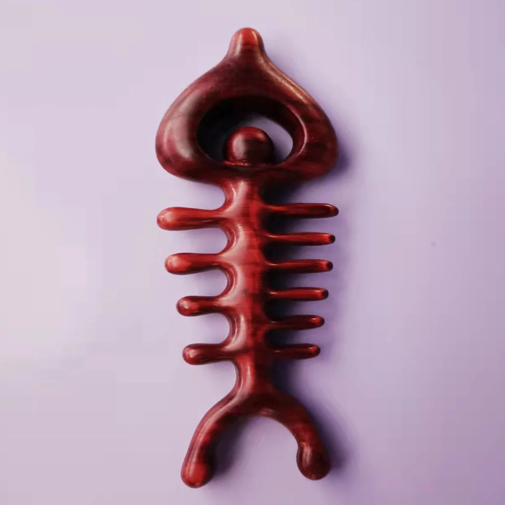 

Hand Head Acupuncture Points Wooden Comb (red Sandalwood Heart-to-heart Hollow Fish Bone Comb) Massage Scalp Massager