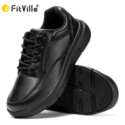 Fitville Wide Version Men's Leather Shoes Walking Shoes Oxford Shoes For Formal Business Shoe Comfortable All Day Wear