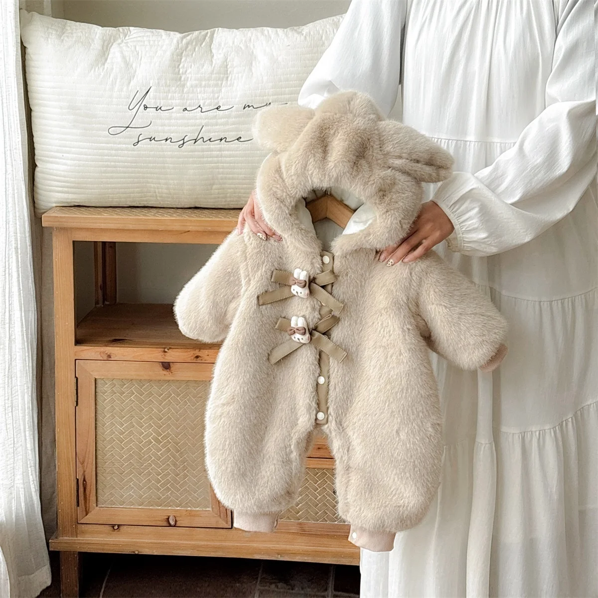 

Милый детский хлопковый комбинезон, зимняя одежда, теплый класс a ex, детский Rer, высокая талия, длинный свек, с капюшоном, тонкий хлопок