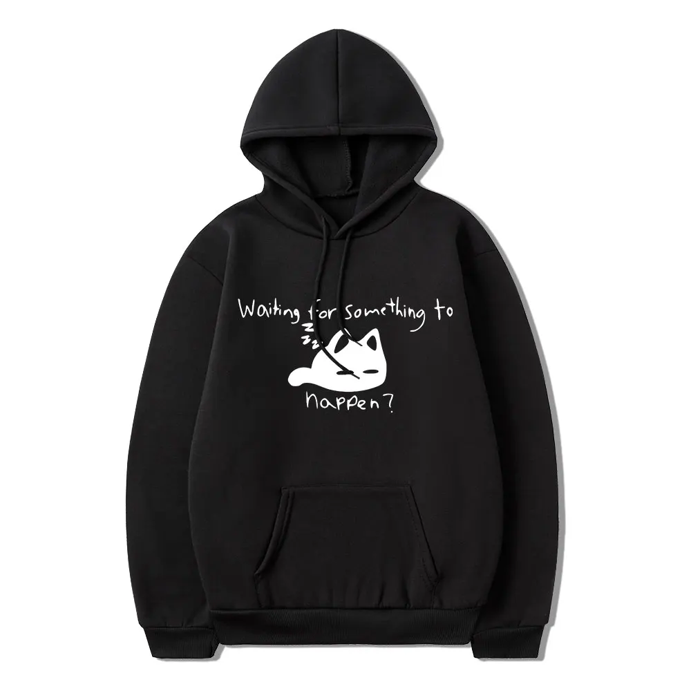 Manga Waiting for Something To Happen Omori Cat Print Hoodie Funny Cats Lover Sweatshirts Harajuku Anime Graphic Hoodies Unisex view 2