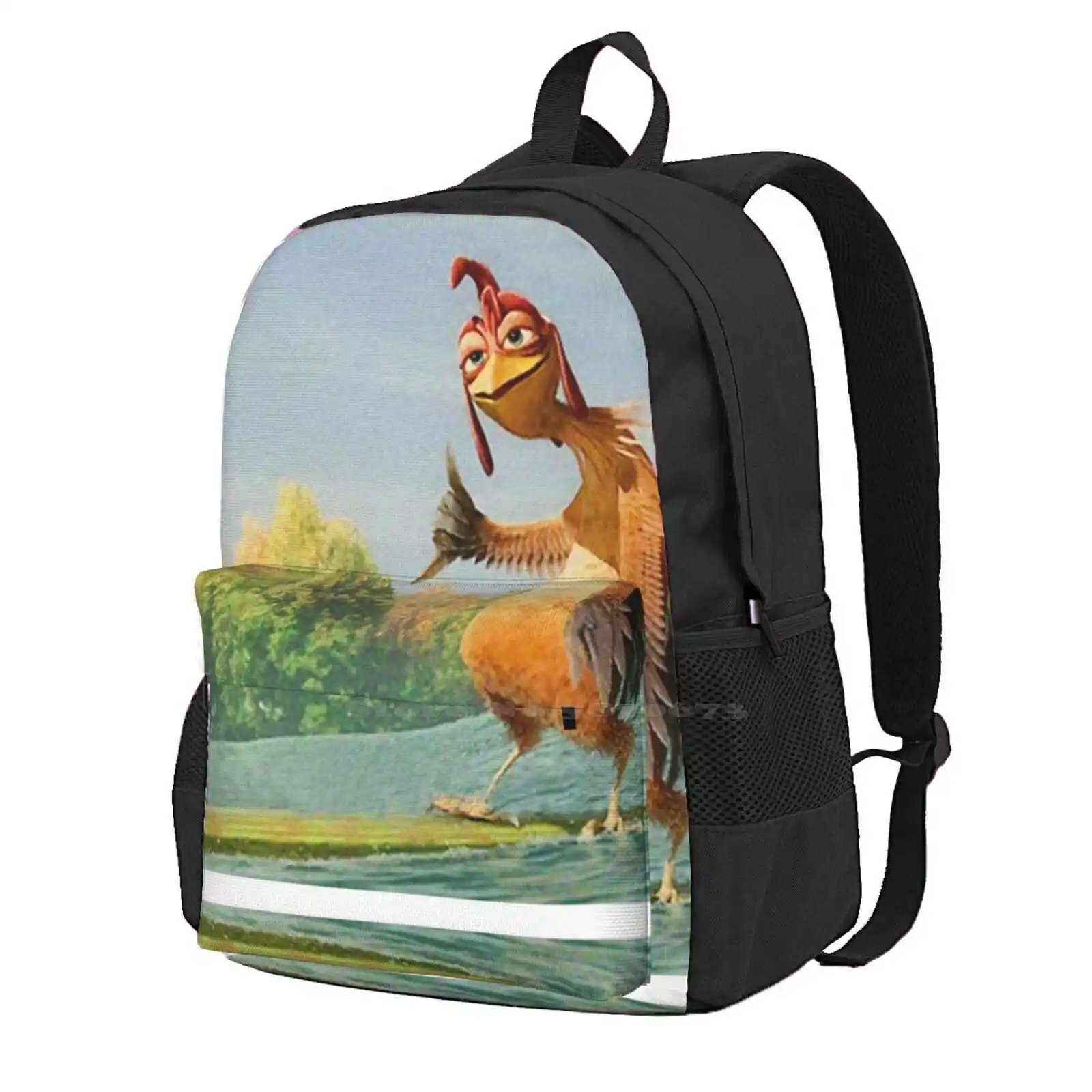 Chicken Joe ( No Words ) 3d Print Design Backpack Student Bag Chicken Joe Surfs Up Beach Shakas Movie Waves Board Surfing