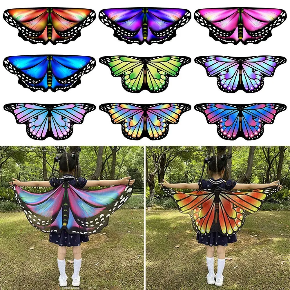 Girls Party Sparkling Asymmetrical Gilding Costume Dress Fairy Wing Shoulder Straps Butterfly Wings Butterfly Wings Cape