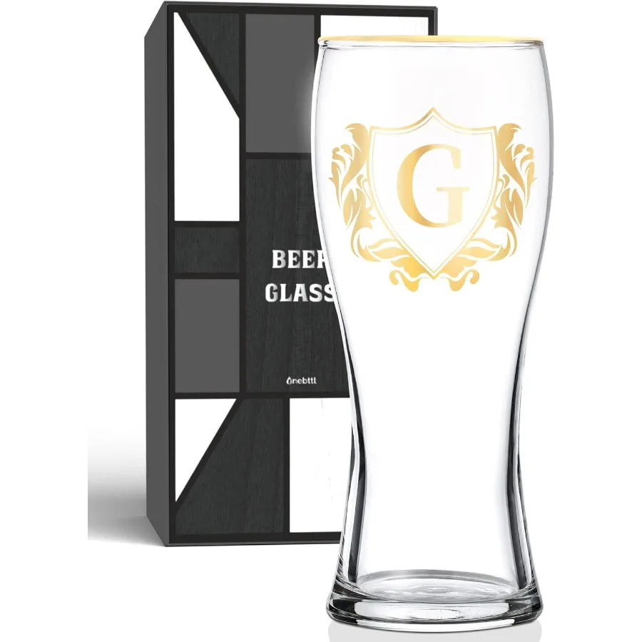 

Personalized Beer Glass with Initial Engraving for Beer Lovers Unique Custom Alcohol Gift for Birthday Christmas Dad Uncle Husb
