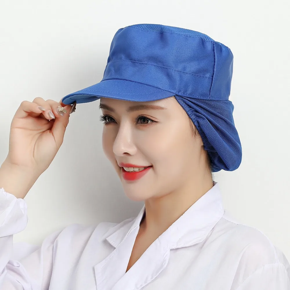 2pcs Mesh Workshop Hat Anti-hair Loss Full Cloth Catering Staff Cap Resuable Adjustable Dust Proof Work Caps Warehouses