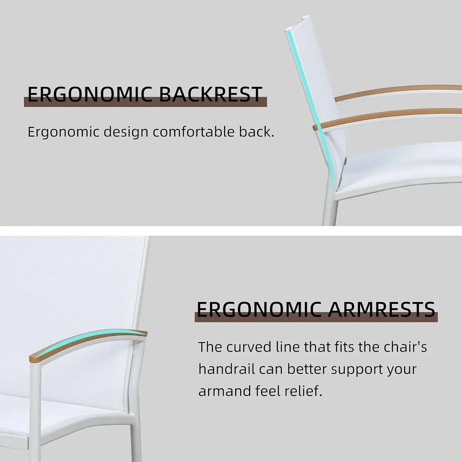 XMSJ.3 قطع مجموعات بيسترو للفناء، مجموعة بيسترو للمحادثة من قماش Textilene الخارجي، كراسي الشرفة الأمامية من قماش Textilene بات صغير #3