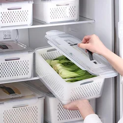 Fridge Organizer Refrigerator Storage Box Fresh Vegetable Fruit Boxes Drain Basket Storage Containers Pantry Kitchen Organizer