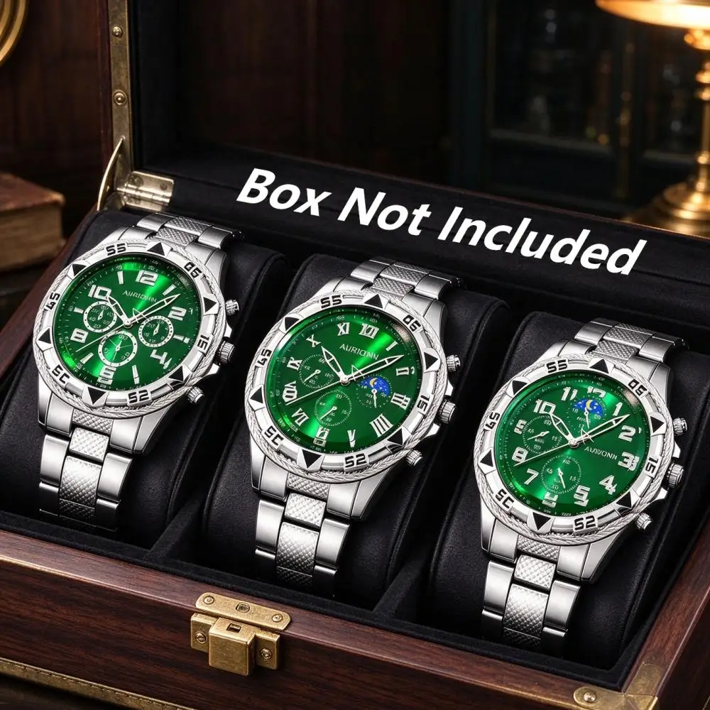 3 Pc Latest Casual and Fashionable Men's Quartz Watch Set Is Suitable for Various Occasions and Does Not Include A Gift Box