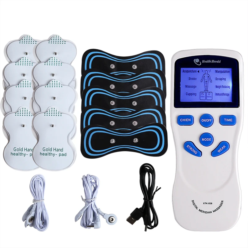 

Dual Channel Massager Machine Back Neck Electrode Massage Machine Muscle Fitness Relaxing 8 Modes Electrode Patch Accessories