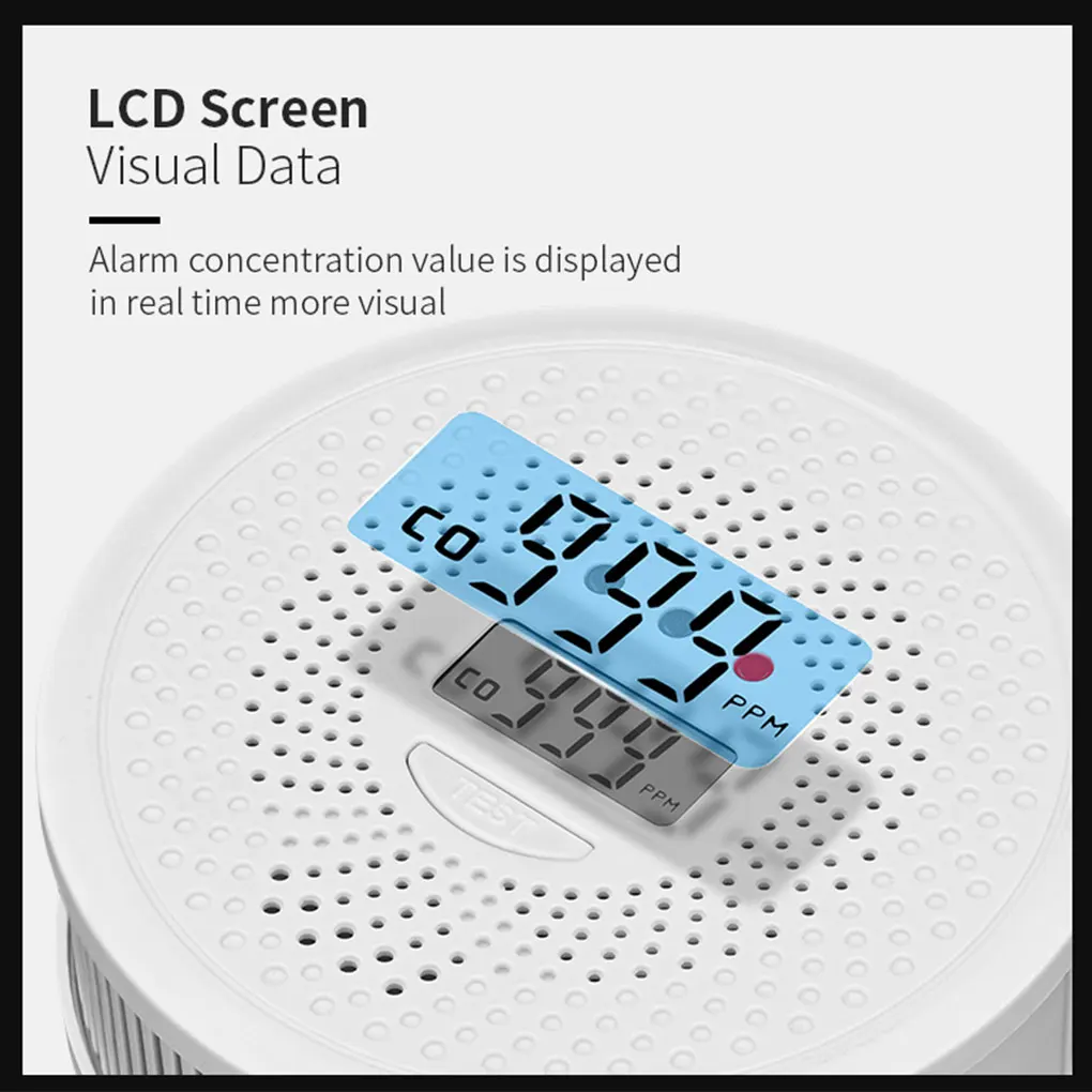 with LEDs CO Detector LCD Display for Home Hotel CO Alarm Sensor High Sensitive Warning Carbon Monoxide Alarm Detector