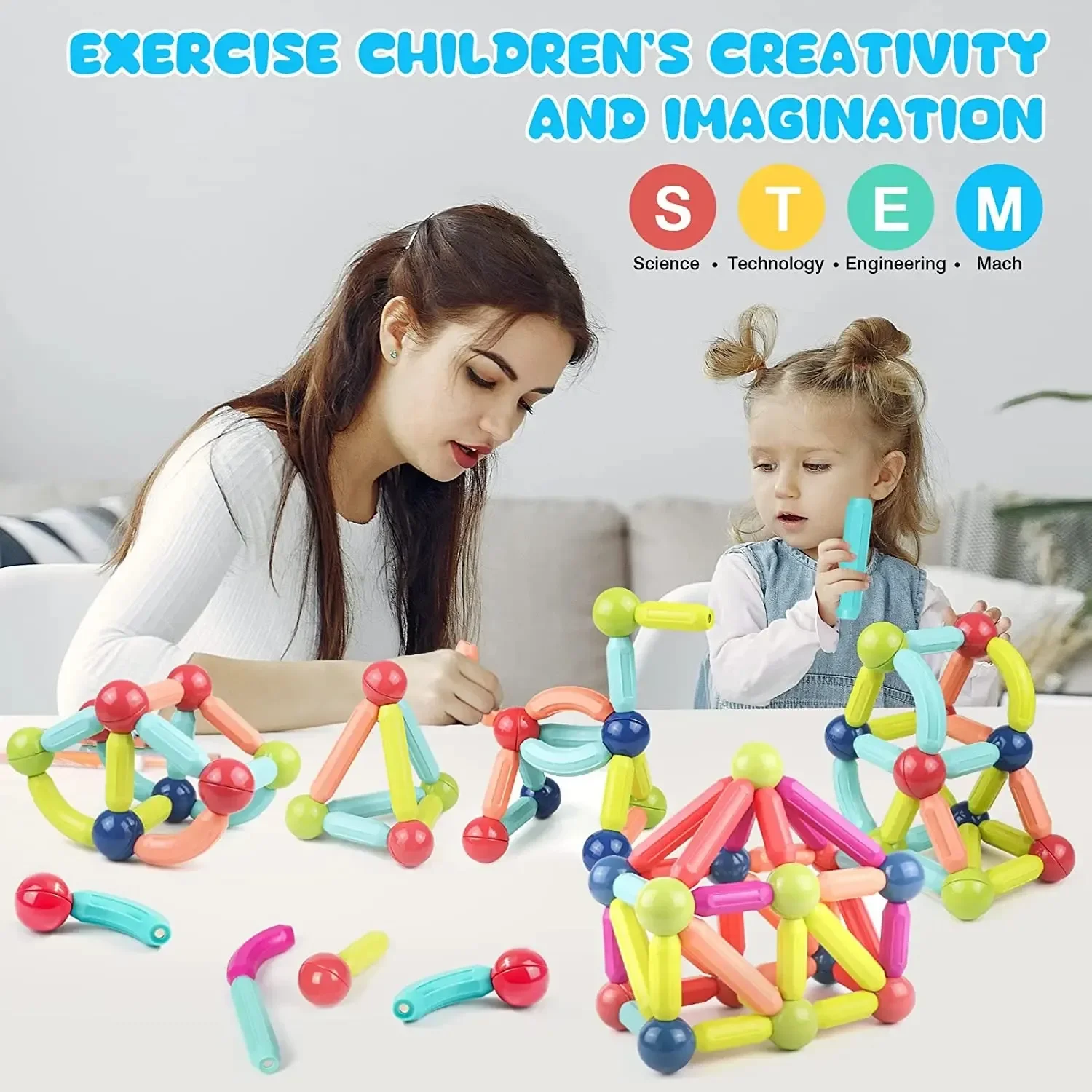 Zestaw klocków magnetycznych Zabawki dla dzieci DIY Magnet Stick Rod Building Blocks Zabawki edukacyjne dla dzieci Prezenty dla chłopców i dziewczynek