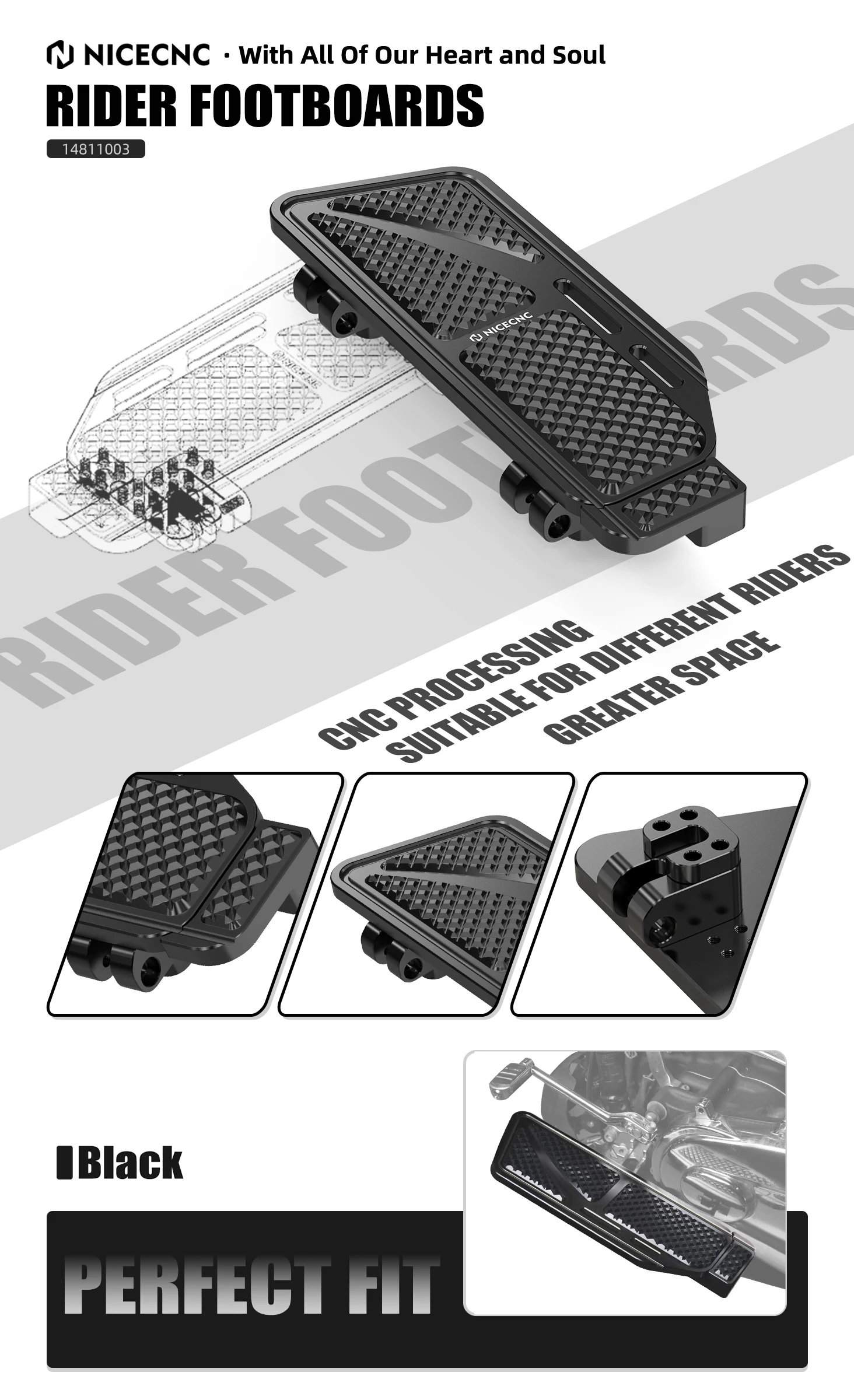 NICECNC Fahrer-Fußrasten Beifahrer-Fußpedale für Harley Street Glide FLHX Road Glide FLTRX /Special Road King FLHR 2017-2024 – Detail 10
