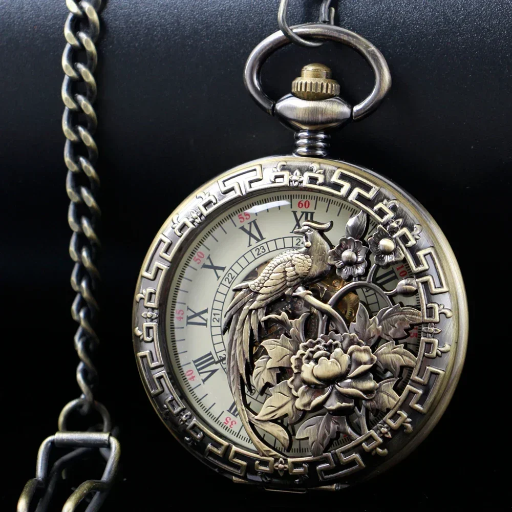 

NEW Antique Hollow Roman Number Gear Wheel Design Mechanical Pocket Watch Retro Pendant Clock Gifts for Men Women PJX1657