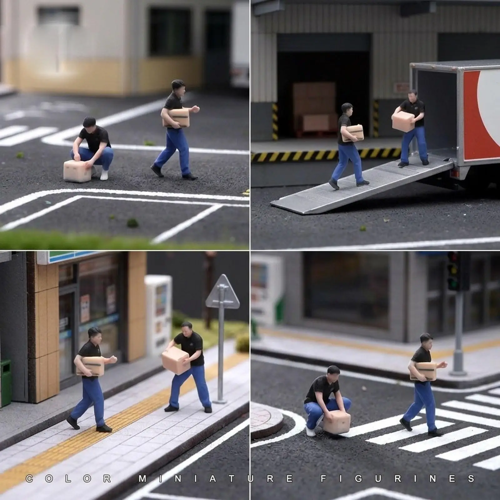 

1:64 Scale Deliveryman Figures Set Miniature Scene Set Realistic Cute Simulation DIY Projects Versatile Props Diorama Scenery