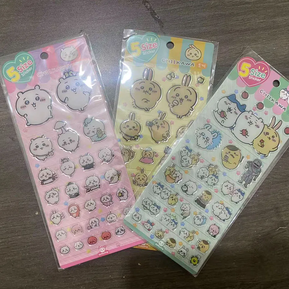 2026*치이카와 스티커 세트 - 3D 하치와레 우사기 드롭 글루 데칼 DIY 노트북/휴대폰 장식용, 귀여운 애니메이션 장식 선물