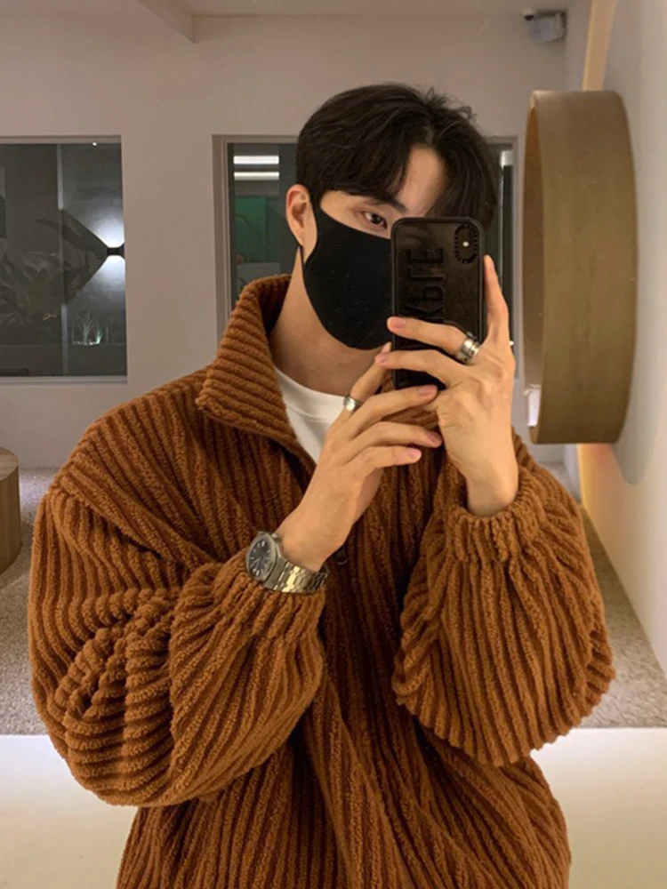 

Мужская вельветовая куртка с воротником-стойкой, весенне-осенняя, в корейском стиле, парная, свободного кроя, с длинными рукавами, немнущаяся