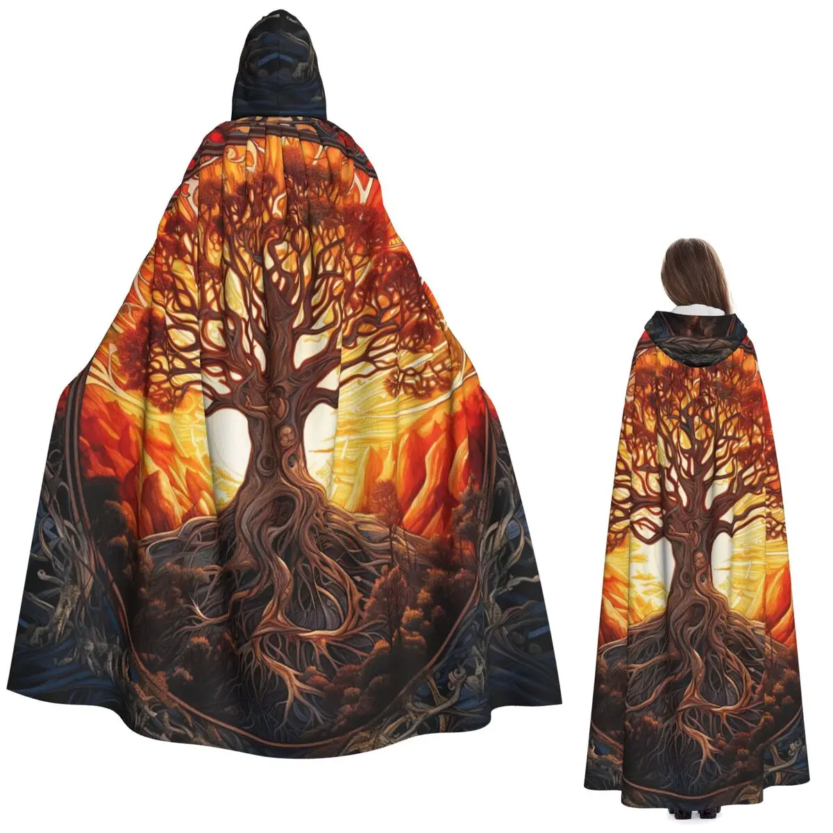 

Библейский мир Древо жизни длинный плащ с капюшоном ведьма средневековый костюм косплей накидка Хэллоуин вечеринка для взрослых унисекс