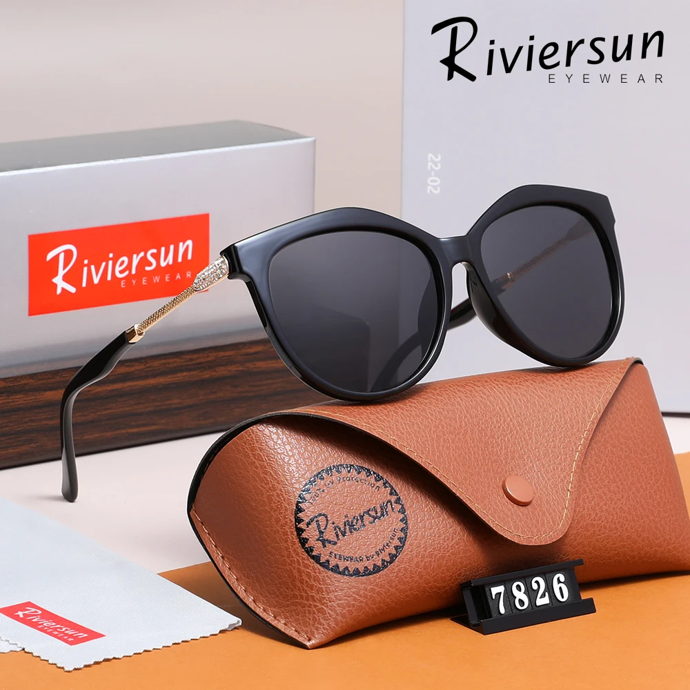 RIVIERSUN gafas de sol antideslumbrantes polarizadas de lujo para mujer UV400 gafas ojo de gato marco grande moda femenina verano conducción yewear
