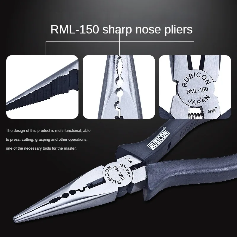 RUBICON Electrician's Cutting Pliers 5/6/7/8 Inch RML Sharp Nose Pliers RS Flat Nose RD Diagonal Nose Made in Taiwan