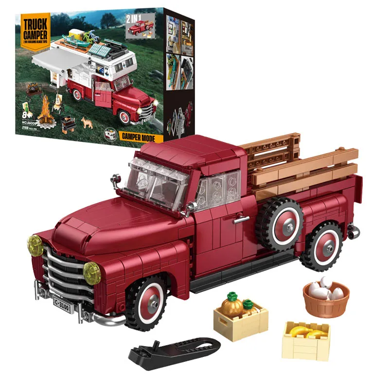 2024 New MOC Idea Camper Van Building Blocks Model Station Wagon Truck Car Bricks Assembling Toys for Boys Birthday Gift Set