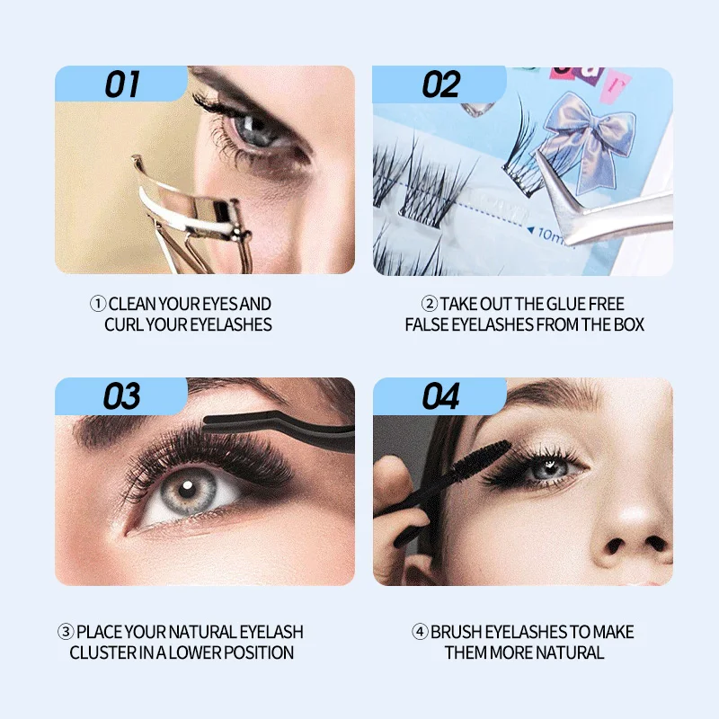 Gege Bear パールマーメイドつけまつげ: 接着剤不要、マンガスタイルの個別クラスター - 超自然な外観