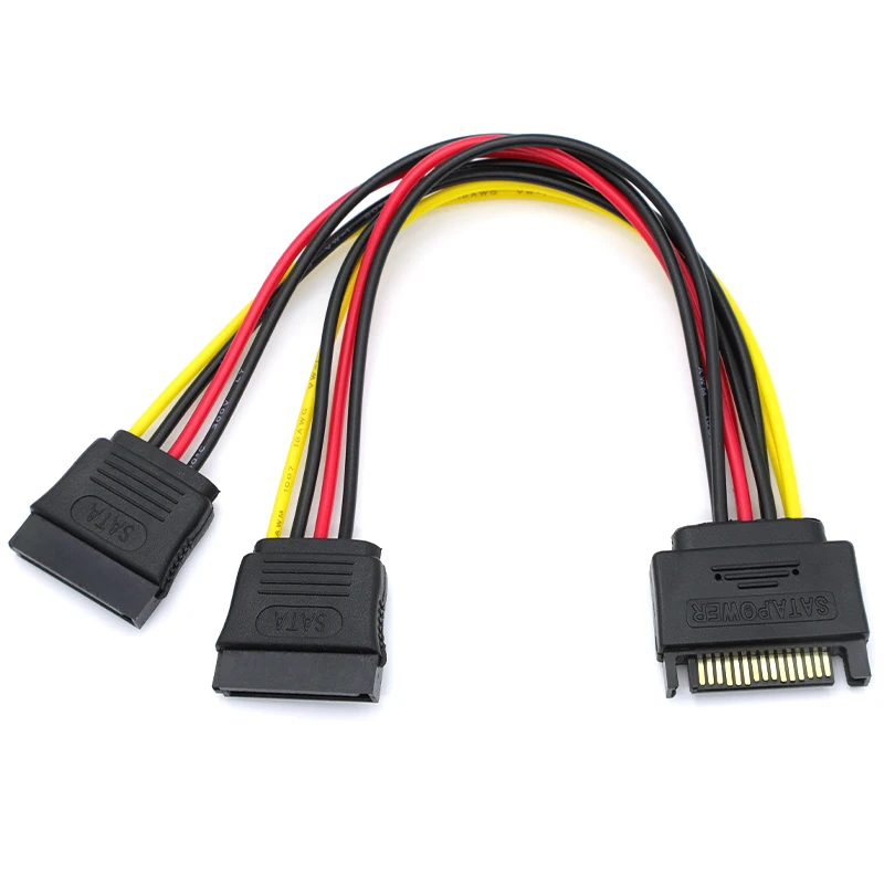 1/3/5Pcs SATA Power Y Splitter Cable 15Pin SATA Male to Dual 15 Pin Female Power Cable Sata Extension Cord For HDD SSD Hard Disk