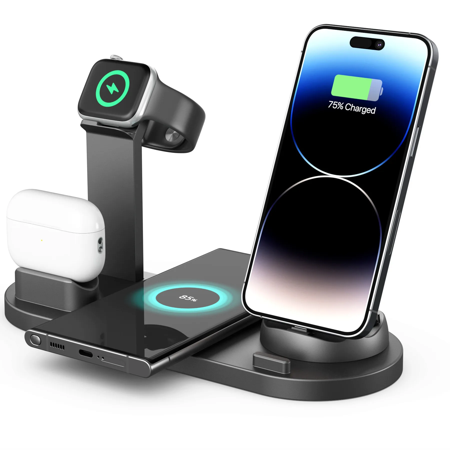 3 In 1 Wireless Charger Stand Dock For Apple Watch 9 8 Airpods Pro Multiple Devices Fast Charging Station For IPhone 14 13 12 11