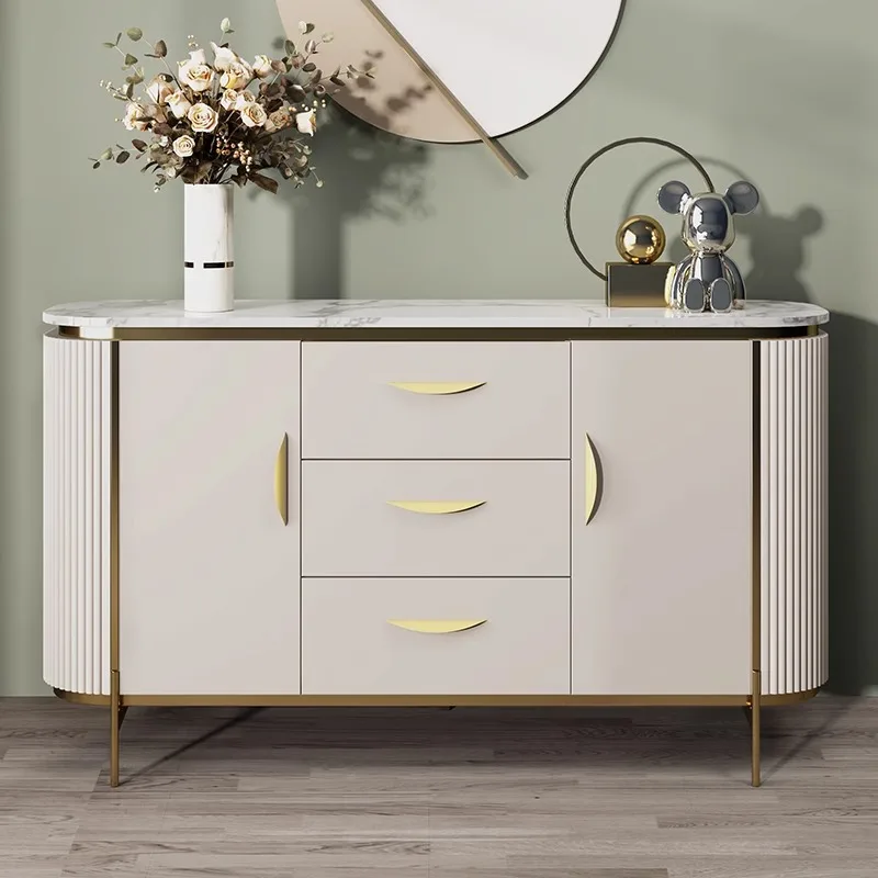 YJQ dining side cabinet, modern simple marble cabinet, living room against the wall, home decoration, storage cabinet