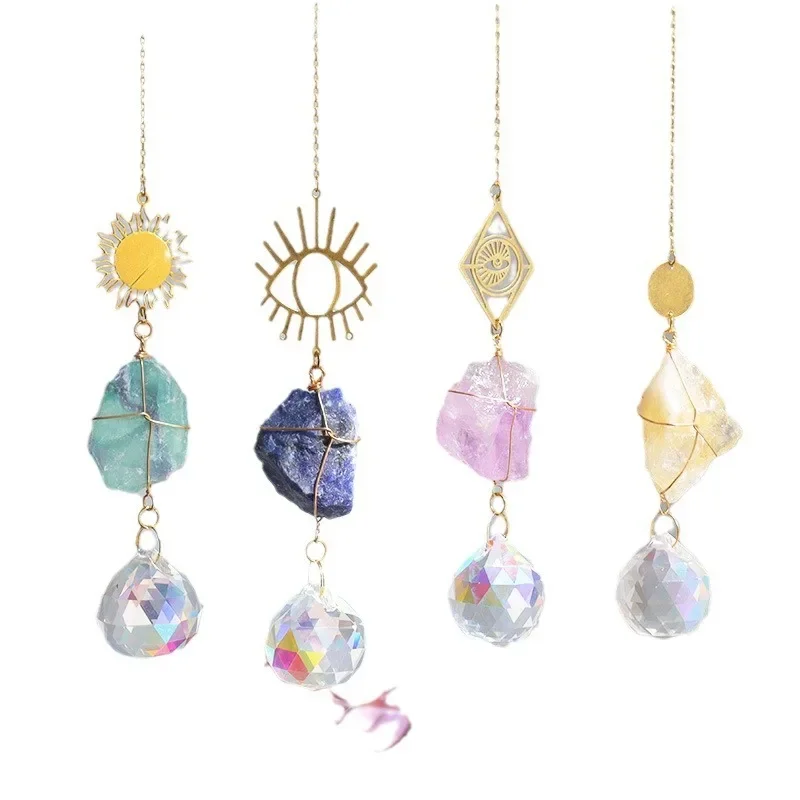 Natural Crystal Sun Catcher Prism Decorative Hanging Light Refractor for Window Car Interior Wind Chim В Скандинавском Стиле