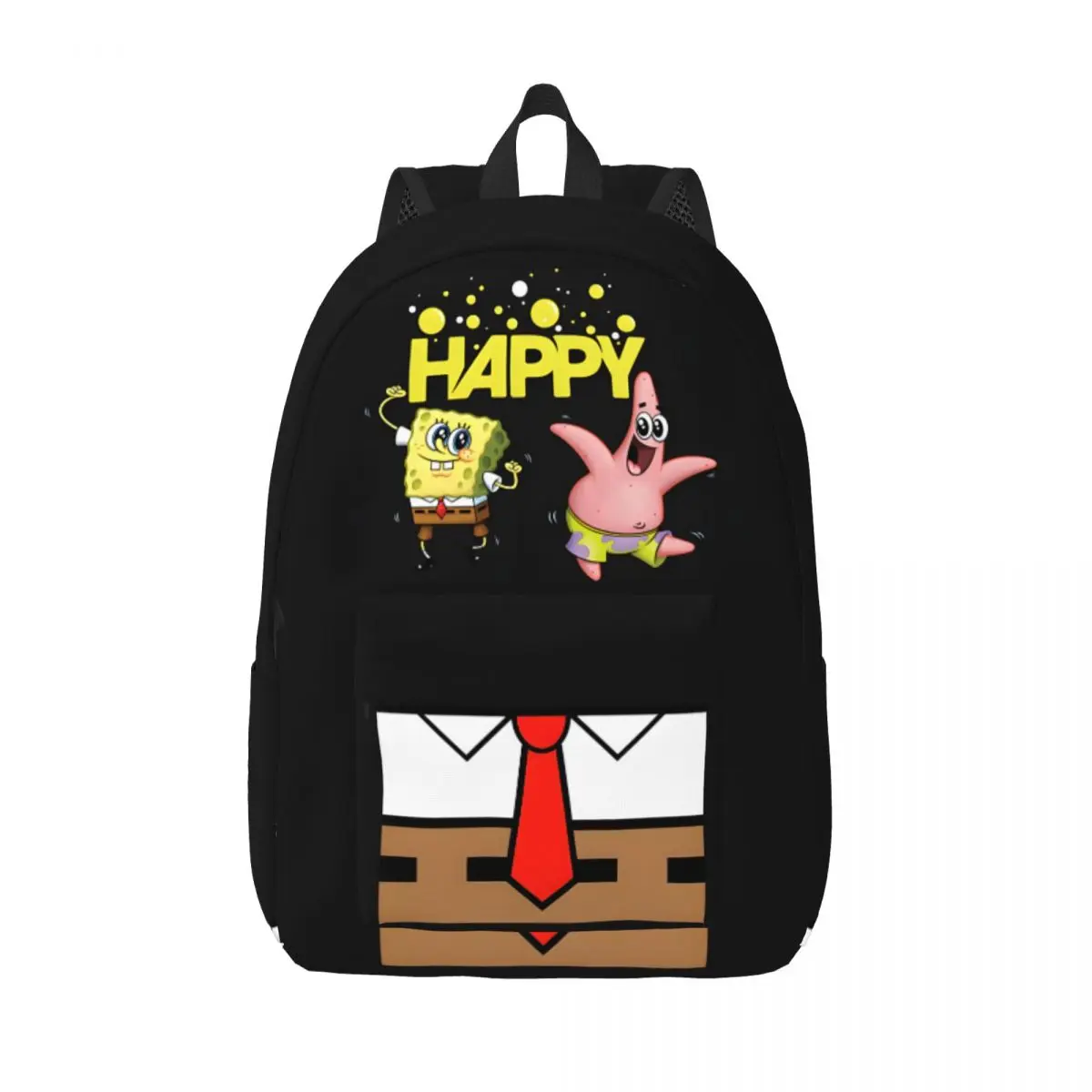 

Harajuku Design Squarepants Happy Dancing Spongebob And Patrick Bookbag For Work Large Capacity SpongeBob Preschool College Bag