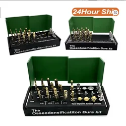 Brocas de osseodensificação dentária, Implante dentário, Kit verde, Cirúrgico, 17pcs por conjunto