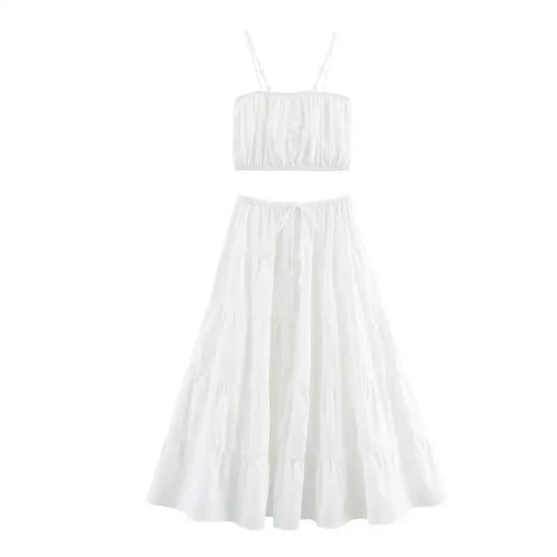 

Summer Sets Women's 2025 New Chic Elastic Slim Sling Tops Skirts Sets Street Elegant Fashion Young Women's 2-piece Suit