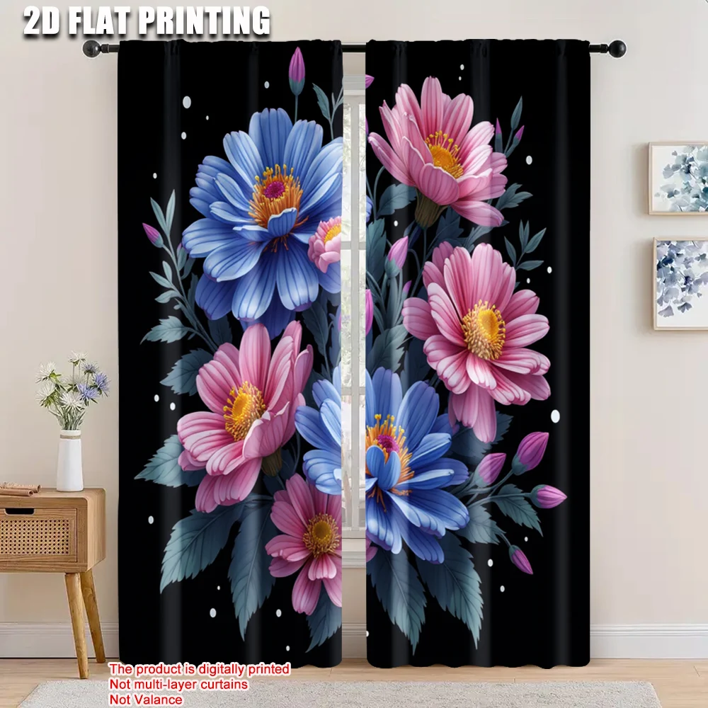 

2pcs, 2D flat printing Curtain flower Durable Polyester,Without Electricity summer party decorations for Holiday Party, General