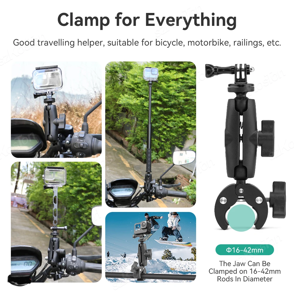 Bicycle Motorcycle Handlebar Bracket For Insta 360 X4 X3 X2 GoPro 13 12 11 10 DJI Selfie Stick Monopod Mount Moto Bike Accessory